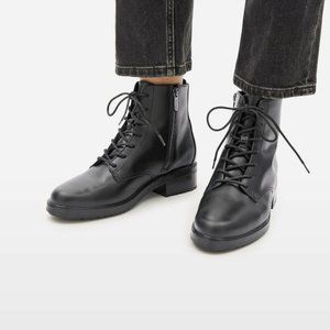 Everlane The Modern Utility Lace Up Black Boots 7